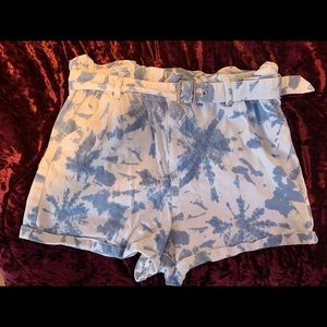 Tie dye blue jean shorts